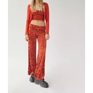NWT Urban Outfitters Women’s Isla Velvet Burnout Flare Pant Sz 10